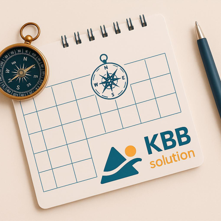 Kalender mit Kompass und KBB.solution Logo – Terminbuchung für Coaching und psychosoziale Beratung in Dresden